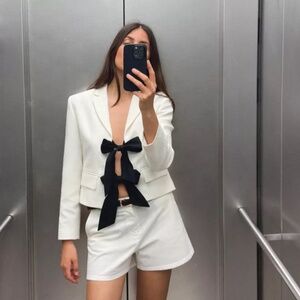 Zara white jacket with bows